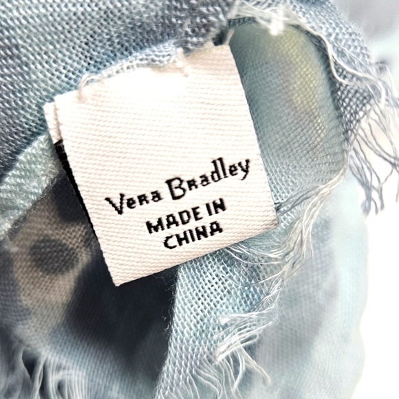 Vera Bradley Blue Floral Woven Rayon Crinkle Rectangle Scarf - Picture 5 of 6